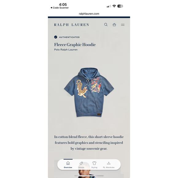 POLO RALPH LAUREN Fleece Graphic Hoodie S - Picture 4 of 11